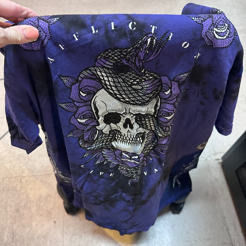 Affliction Blue Skull and Snake Tee